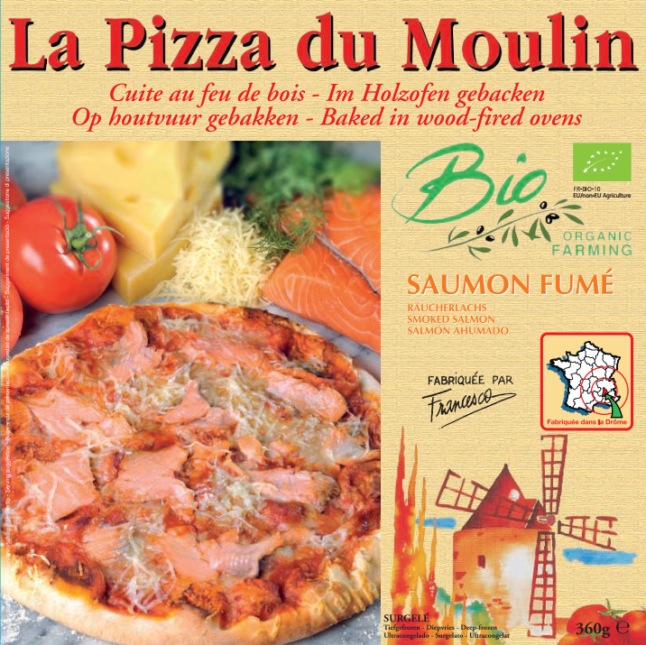 La Pizza du Moulin pizza saumon fumé bio 360g